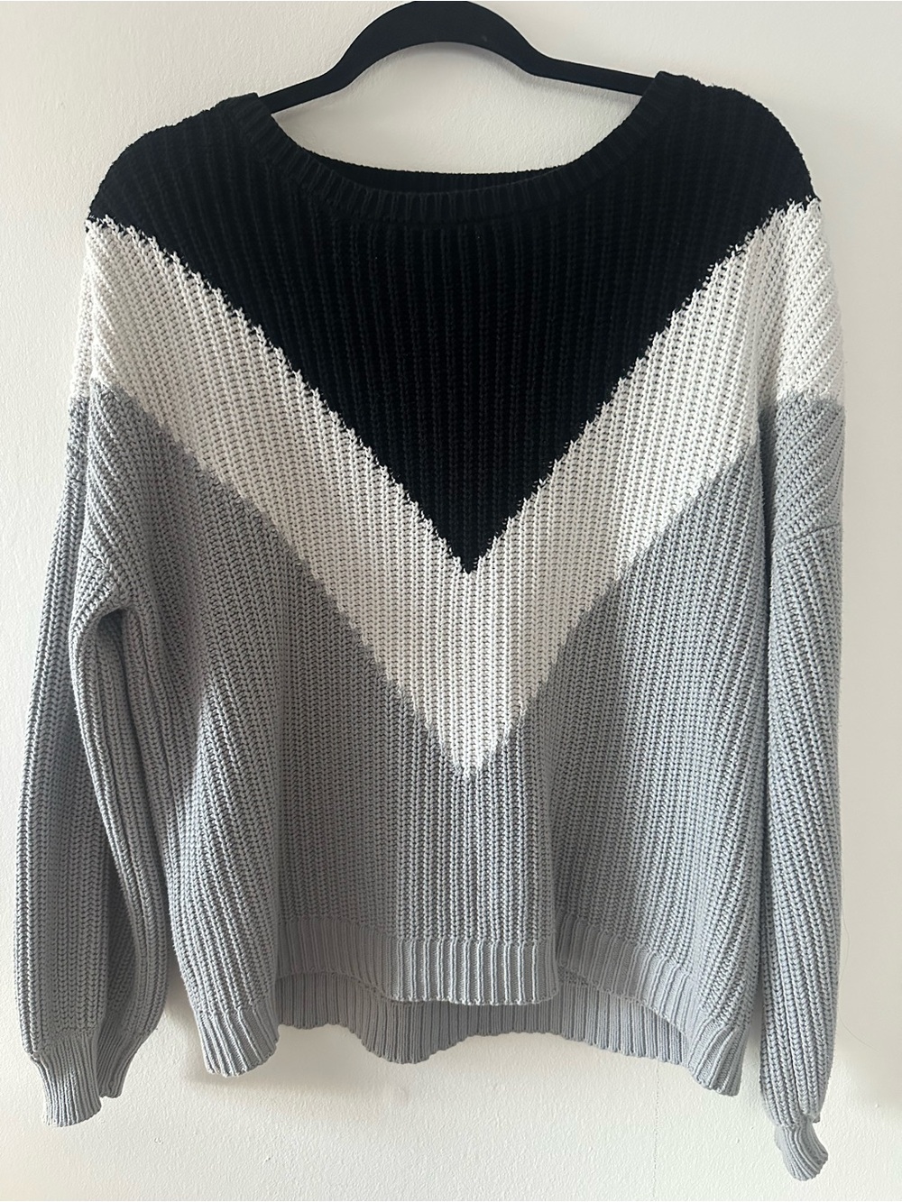 Chunky Knit Chevron Sweater L